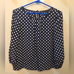 J. Crew Navy Polka Dot 100% Silk Women's Top